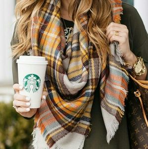 Plaid blanket scarf